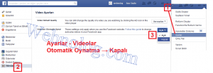 Otomatik başlayan facebook videolarını engelleme